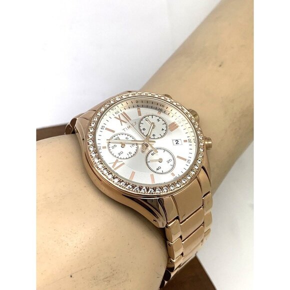 Timex Women's Watch TW2V57900 Quartz Chronograph Silver Dial Rose Gold 3… - Picture 5 of 14